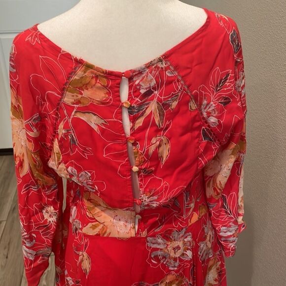 Free People Red Floral Mini Dress - Picture 3 of 9